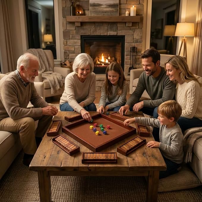 مجموعة توسعة لعبة Shut The Box للاعب واحد، صينية أرقام خشبية مع نردين، إضافة للاعب الخامس أو السادس، اللوحة الرئيسية غير متضمنة - Image 2