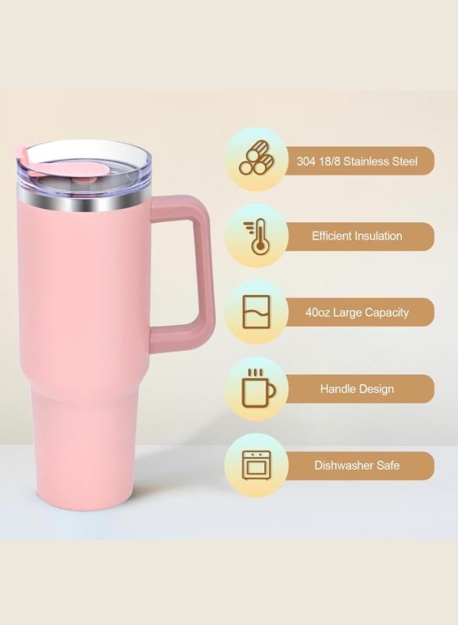 Executive LLC 40oz Tumbler with Straw and Lid Stainless Steel Coffee Mug Travel Leak Proof Vacuum Insulated Coffee Cup for Hot and Cold Coffee Drink BPA Free Light Pink - Image 5