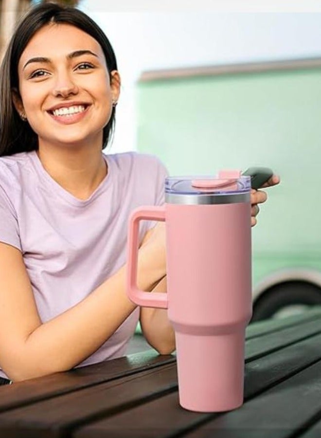 Executive LLC 40oz Tumbler with Straw and Lid Stainless Steel Coffee Mug Travel Leak Proof Vacuum Insulated Coffee Cup for Hot and Cold Coffee Drink BPA Free Light Pink - Image 2