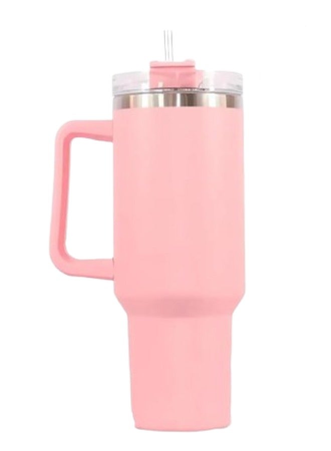 Executive LLC 40oz Tumbler with Straw and Lid Stainless Steel Coffee Mug Travel Leak Proof Vacuum Insulated Coffee Cup for Hot and Cold Coffee Drink BPA Free Light Pink - Image 1