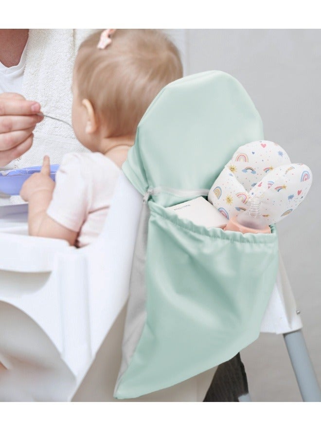High Chair Handy Pocket Pouch, Mealtime Essentials Organizer of High Chairs, Highchair Accessories Of Storage and Oragnization, Resuable PU Storage Bag with Internal Zippered Pocket(Blue) - Image 1