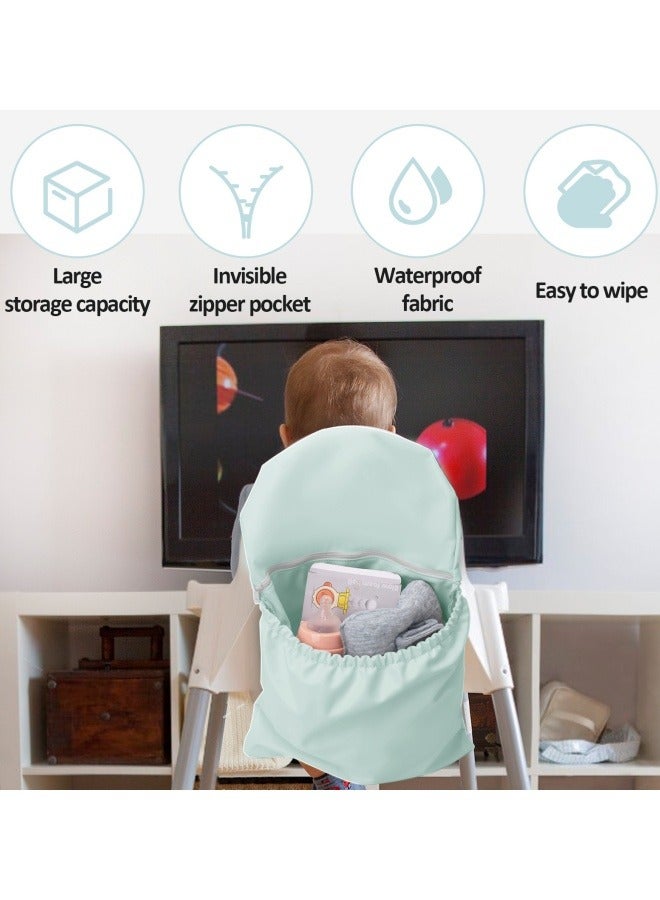 High Chair Handy Pocket Pouch, Mealtime Essentials Organizer of High Chairs, Highchair Accessories Of Storage and Oragnization, Resuable PU Storage Bag with Internal Zippered Pocket(Blue) - Image 3