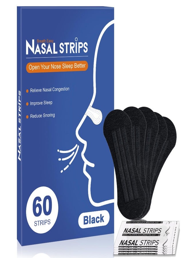 COTOM Nasal Strips for Snoring - Extra Strength Nose Strips for Breathing, Black Nose Tape for Sleeping and Sports (60 Ct), Nasal Congestion Relief, Oil & Sweat Proof - Image 1