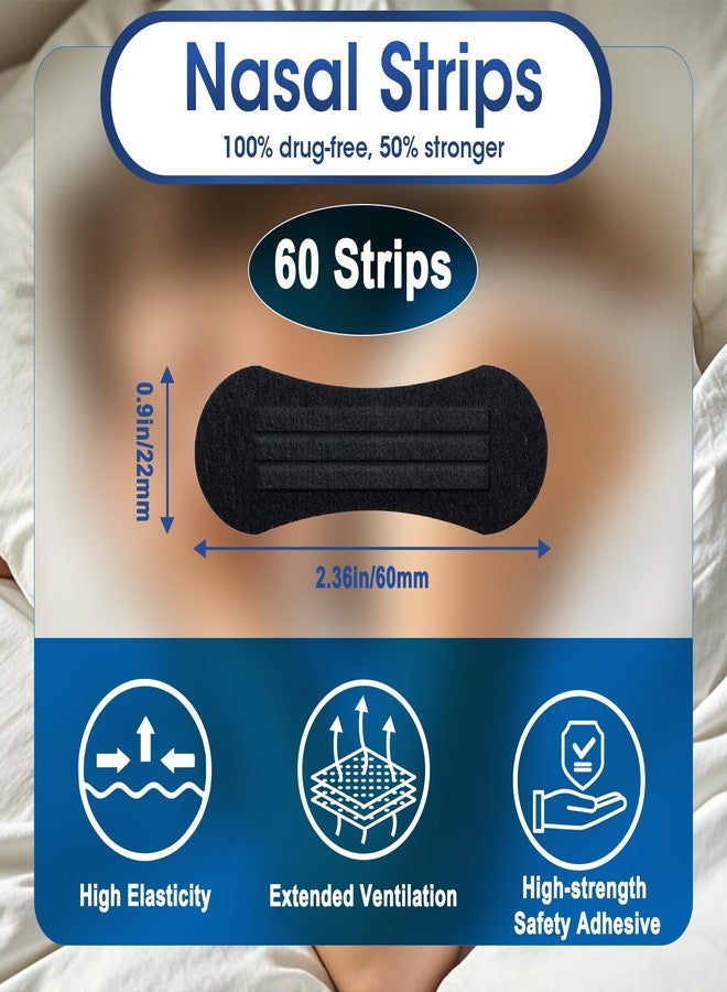 COTOM Nasal Strips for Snoring - Extra Strength Nose Strips for Breathing, Black Nose Tape for Sleeping and Sports (60 Ct), Nasal Congestion Relief, Oil & Sweat Proof - Image 3