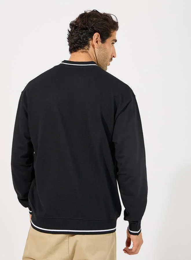 Styli Double Tipping Detail Relaxed Fit Sweatshirt