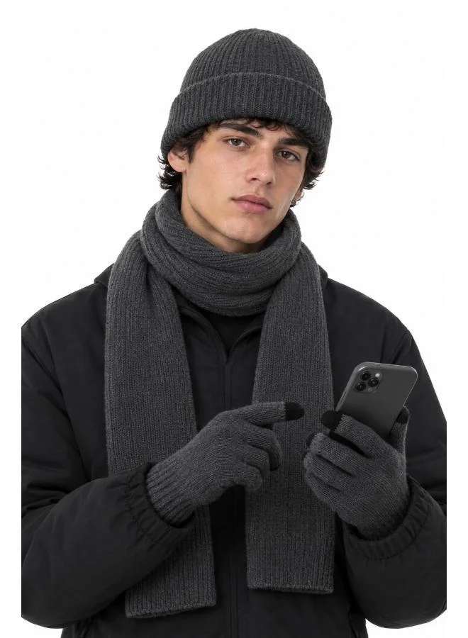 Robert Wood Set Of Beanie, Scarf & Touch Screen Gloves