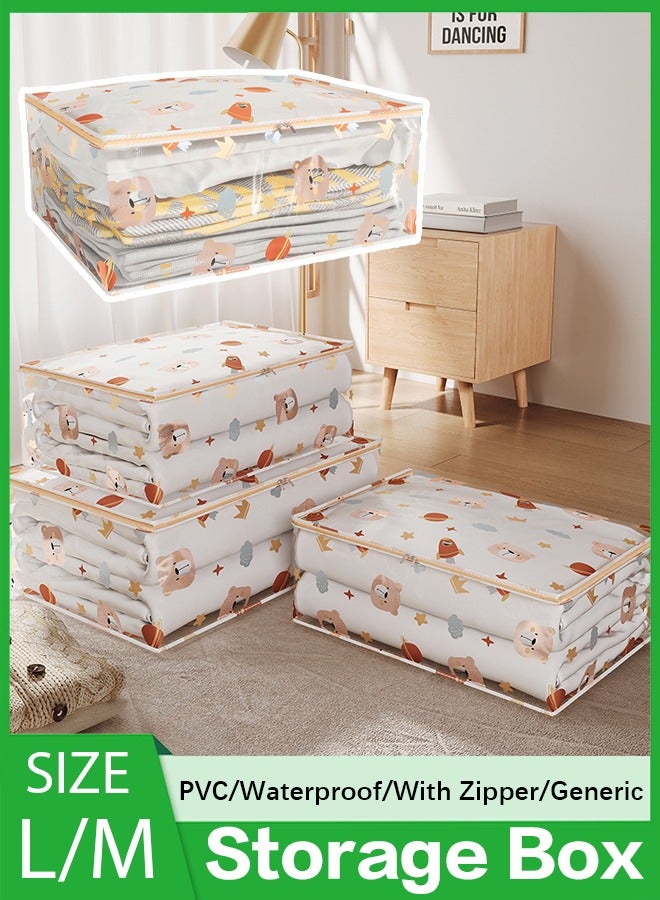 Storage Boxes,Storage Box Clothes Organisers,Clear PVC Waterproof Storage Box,Large Closet Storage Box with Zipper,for Organizing Clothes, Toys,Blankets,Bed Sheets and Pillow,etc(27.5x20x9.5"/23x16x8.7"),Clear - Image 1
