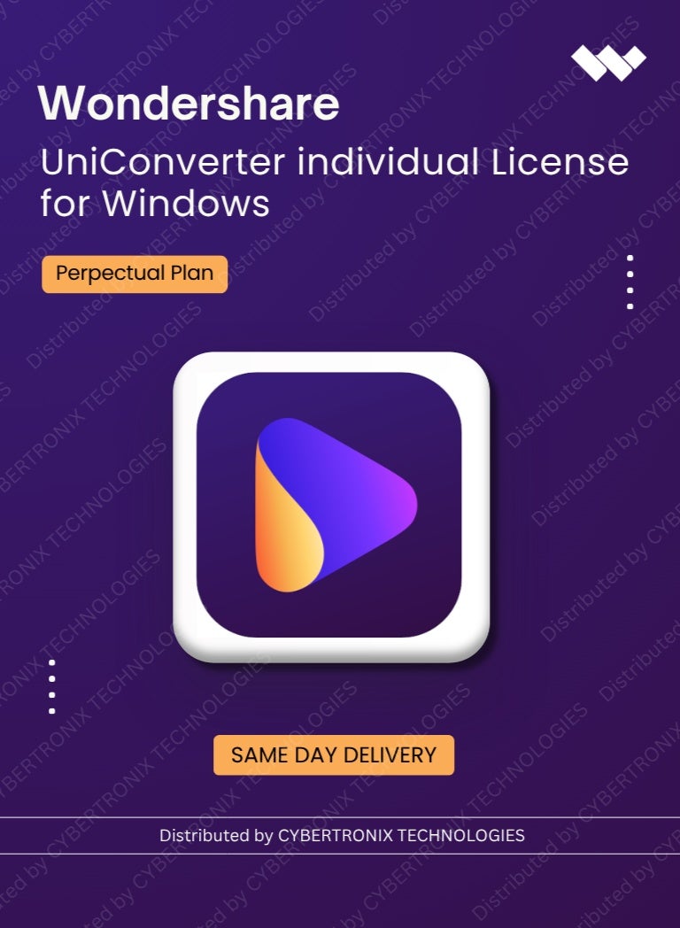 Wondershare UniConverter Individual License for Windows | Perpectual Plan | Digital License | Same Day Delivery