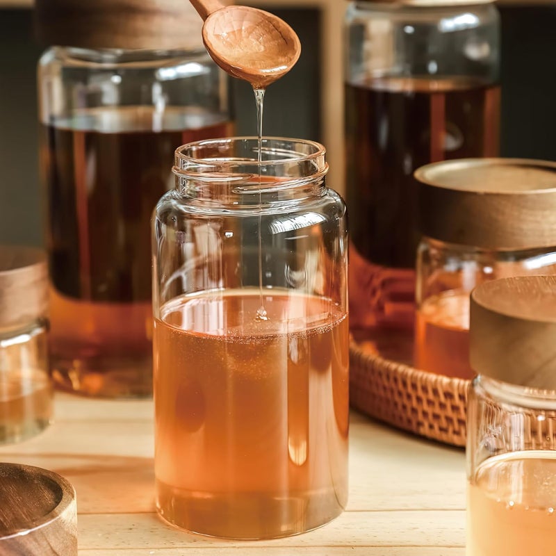 MOLADRI 50 fl oz/1500 ml Clear Glass Storage Canister with Airtight Wooden Screw Lid, Large Tall Cute Decorative Glass Food Container Jar for Coffee, Candy, Cereal, Cookie, Pasta, Flour, Juices - Image 5