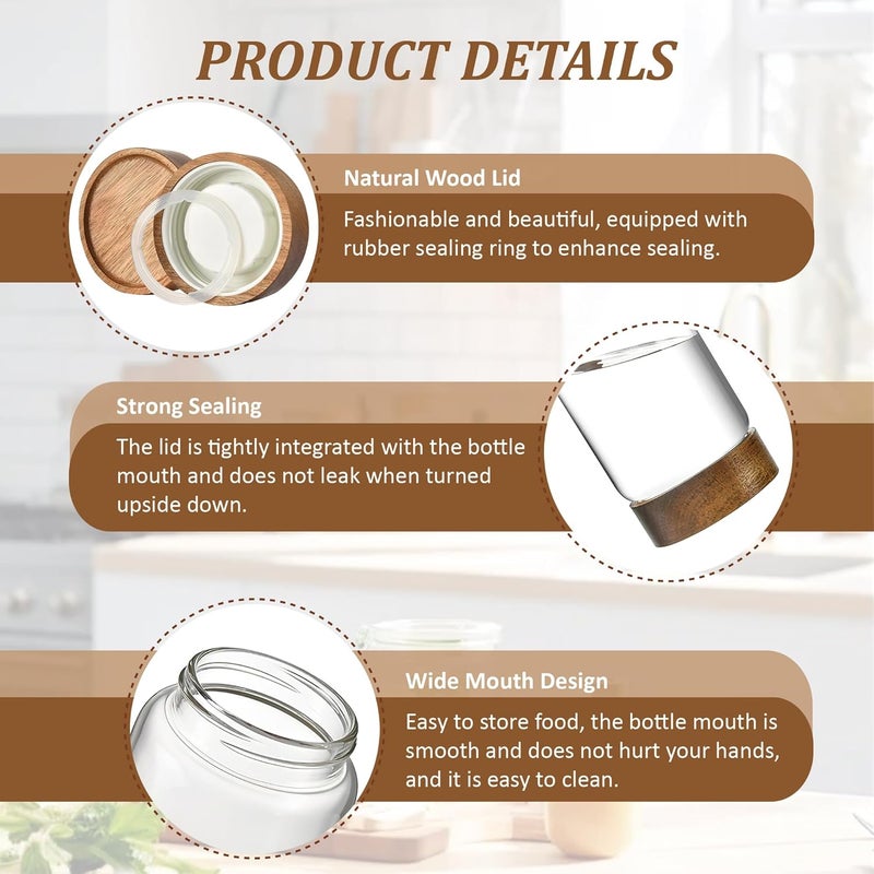 MOLADRI 50 fl oz/1500 ml Clear Glass Storage Canister with Airtight Wooden Screw Lid, Large Tall Cute Decorative Glass Food Container Jar for Coffee, Candy, Cereal, Cookie, Pasta, Flour, Juices - Image 1