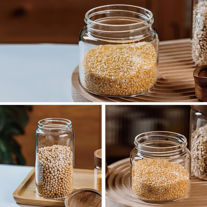 MOLADRI 50 fl oz/1500 ml Clear Glass Storage Canister with Airtight Wooden Screw Lid, Large Tall Cute Decorative Glass Food Container Jar for Coffee, Candy, Cereal, Cookie, Pasta, Flour, Juices - Image 3