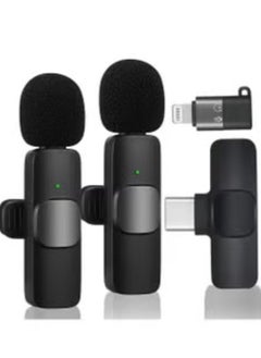 MOCOM 2in1 Bluetooths Mic K9 Wireless Collar Microphone Dual Lapel Lavalier Mic for Noise Reduction Vlogging Interview Live Streaming YouTube Video Broadcast With 2 Mic Receiver for iPhone and Android  - Image 1