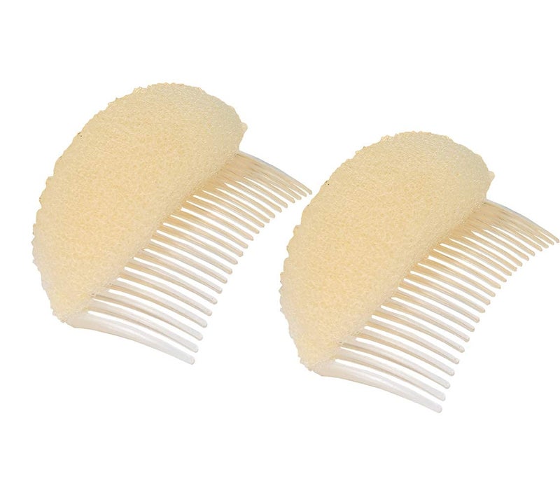 2Pcs Charming Hair Comb Bump It Up Volume Inserts Beehive Hair Base Cushion Pad Bun Maker Hair Accessories for Women Beige