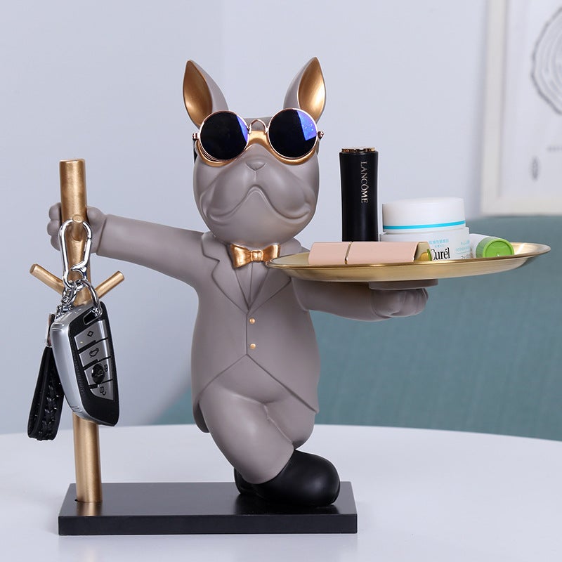 Supply Home Storage Cartoon French Bulldog Ornaments Key Rack Tray Living Room Decorations Resin Crafts - Image 5