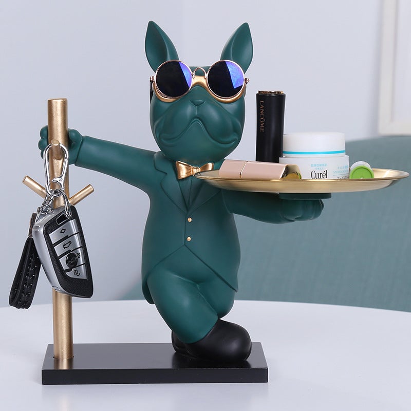 Supply Home Storage Cartoon French Bulldog Ornaments Key Rack Tray Living Room Decorations Resin Crafts - Image 1