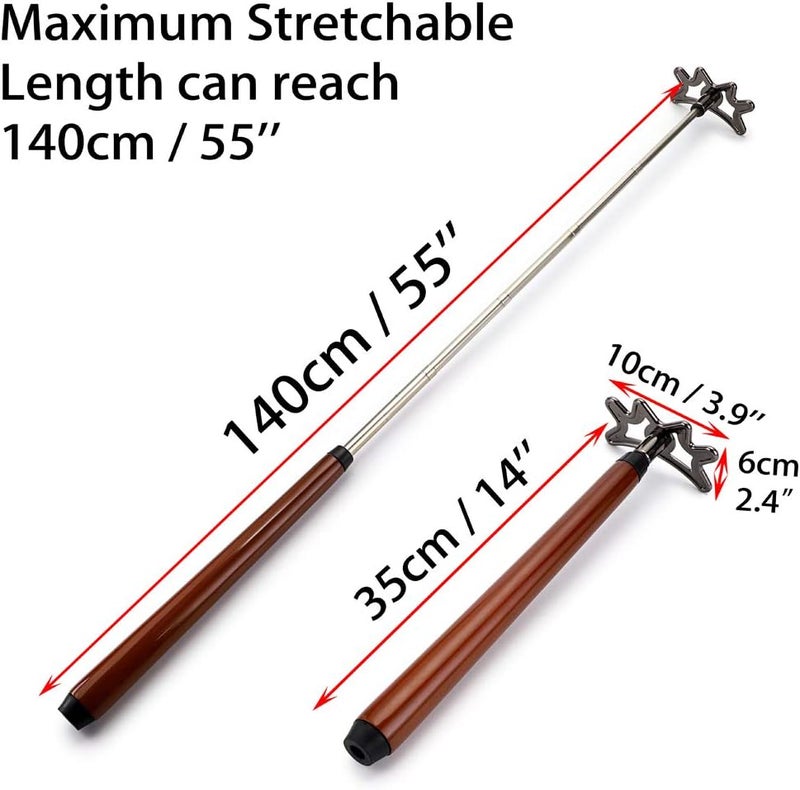 OwnMy Retractable Billiards Bridge Stick with Removable Bridge Head and Wood Handle, Pool Stick Length extends up to 35CM - 140CM, Billiards Pool Cue Accessory - Image 2