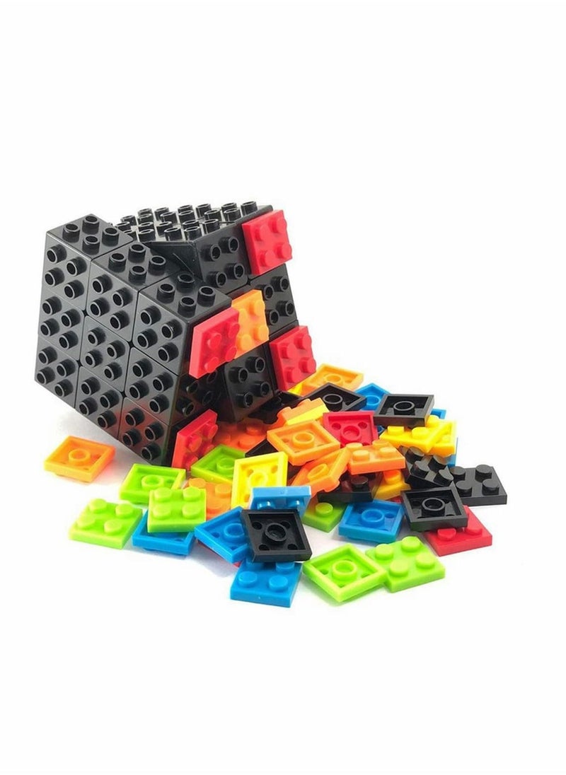 Magic Cube Rubix Cube 3x3 Build-on Brick Magic Cube Brain Teaser Puzzle and Bricks Toy in 1 for Kids Adult Gift Compatible with Lego - Image 2