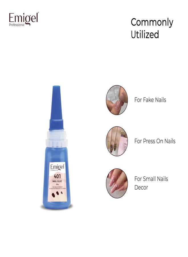 Emigel Professional Nail Glue | Glue for Artificial Nail | 401 Rapid Fix Glue | 20gm per Bottle - Image 4