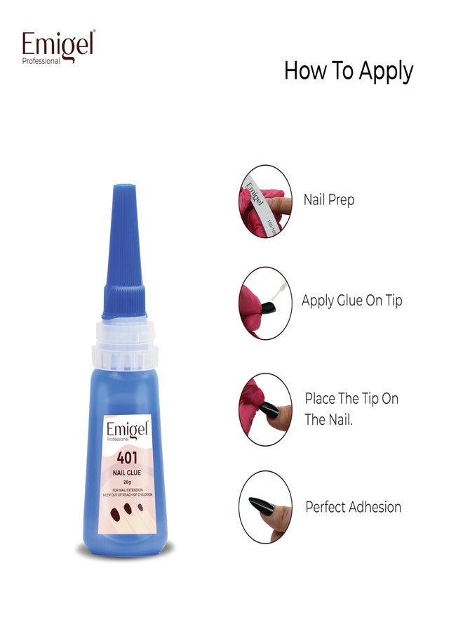 Emigel Professional Nail Glue | Glue for Artificial Nail | 401 Rapid Fix Glue | 20gm per Bottle - Image 5
