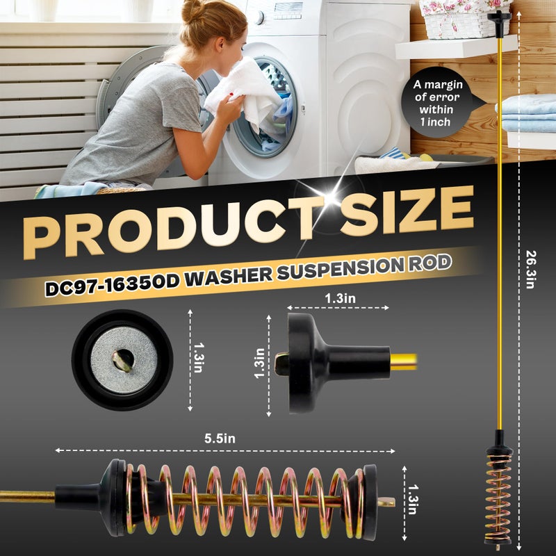 Vypart Washer Suspension Rods for Samsung WA50T5300AC/US WA50R5400AV/US WA45T3400AW/A4 WA50R5200AW/US WA45N3050AW/A4, Replace DC68-03172B-03 DC68-03172C DC97-16350D Suspension Rods - Image 2