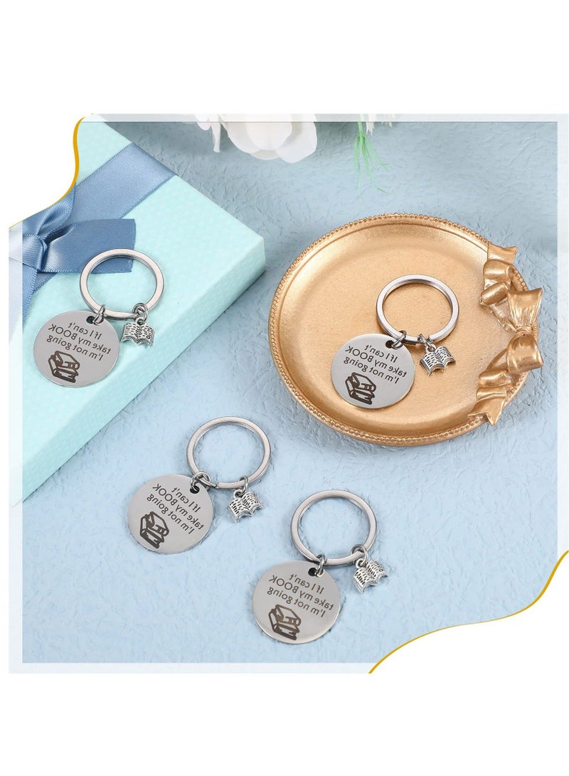 12 Pcs Book Club Gifts Lovers Keychain for Novelty Nurse Graduation Reader Writers Birthday Jewelry Librarian Gift Reading Lover Gift, Silver - Image 3