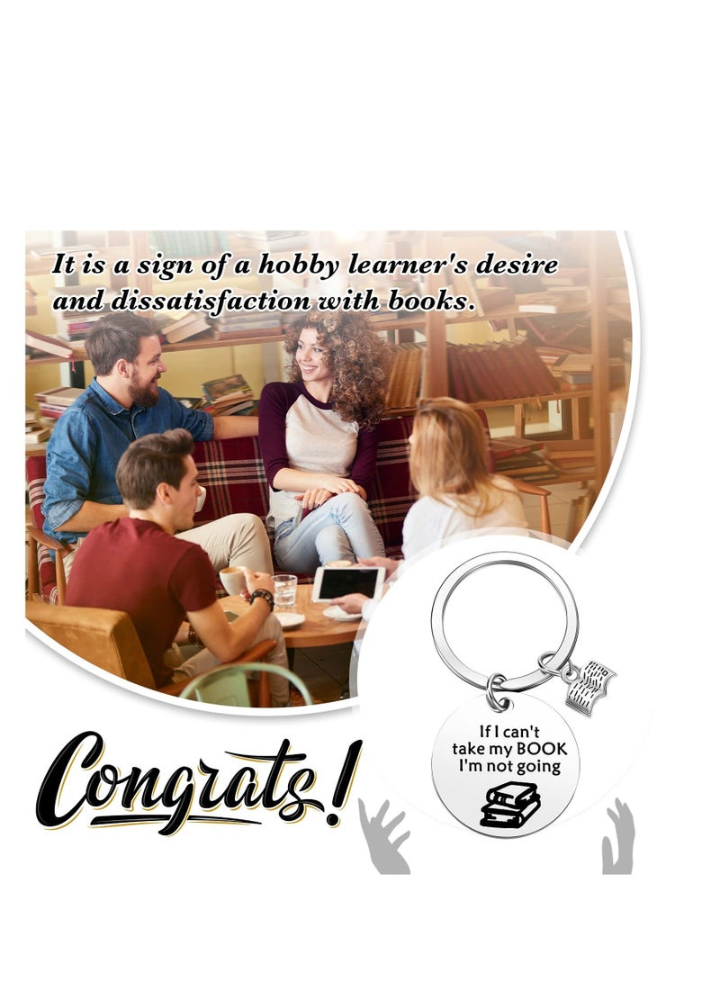 12 Pcs Book Club Gifts Lovers Keychain for Novelty Nurse Graduation Reader Writers Birthday Jewelry Librarian Gift Reading Lover Gift, Silver - Image 4