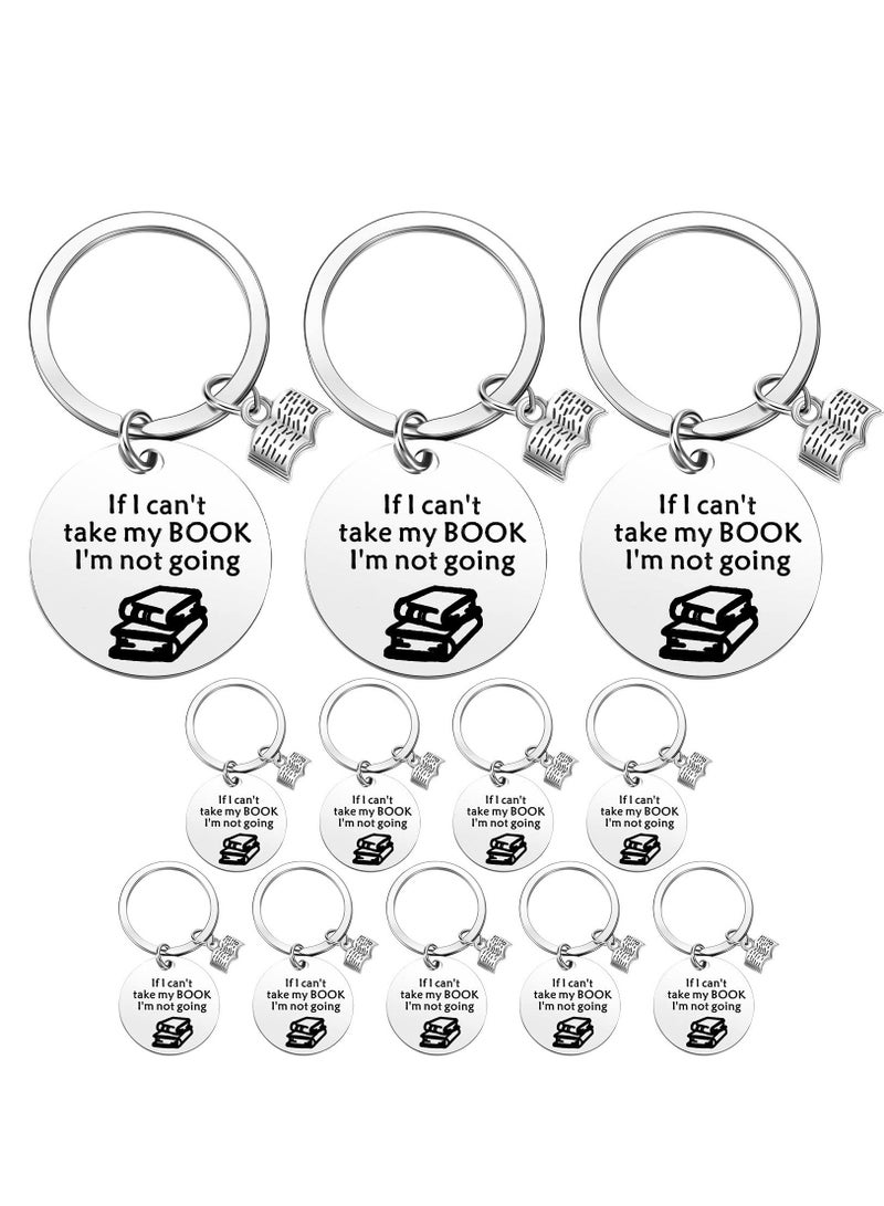 12 Pcs Book Club Gifts Lovers Keychain for Novelty Nurse Graduation Reader Writers Birthday Jewelry Librarian Gift Reading Lover Gift, Silver - Image 1