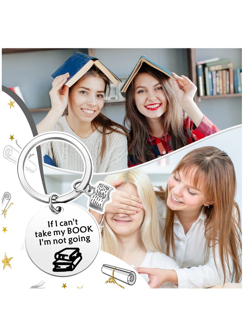 12 Pcs Book Club Gifts Lovers Keychain for Novelty Nurse Graduation Reader Writers Birthday Jewelry Librarian Gift Reading Lover Gift, Silver - Image 5