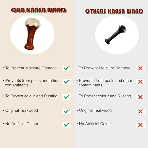 Flavoma Traditional Bronze Vatki Cup Scrub Surface Kansa Wand | Teak Wooden Handle With Bronze Scrub Metal Dome, Natural Brown | Massage for Back, Neck, Shoulders & Legs - Image 4