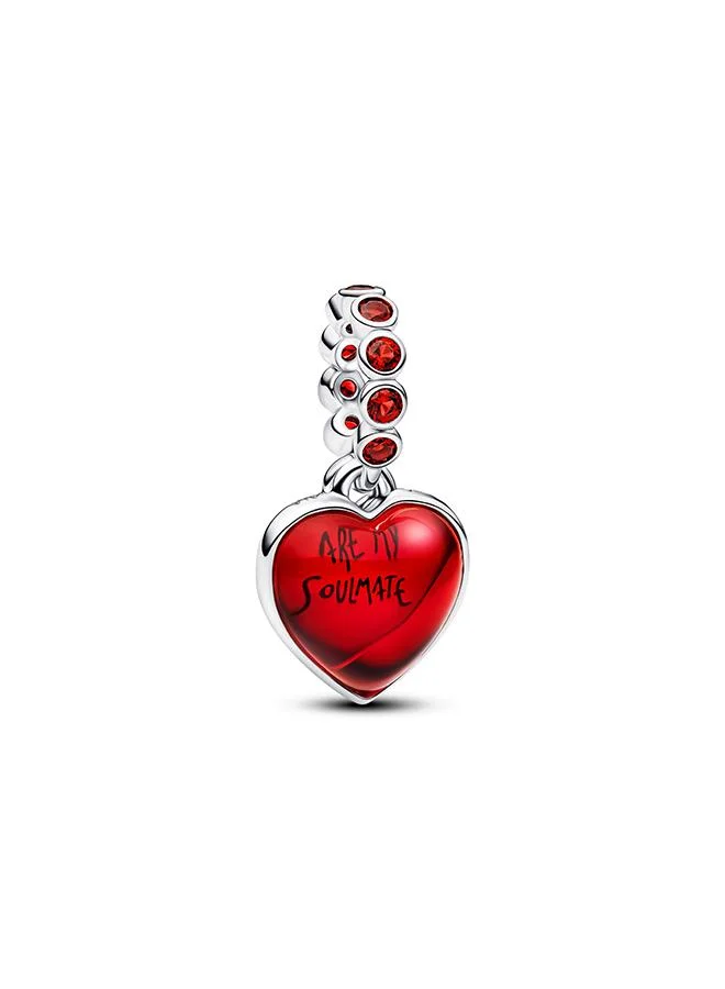 PANDORA Red Murano Glass Heart Double Dangle Charm