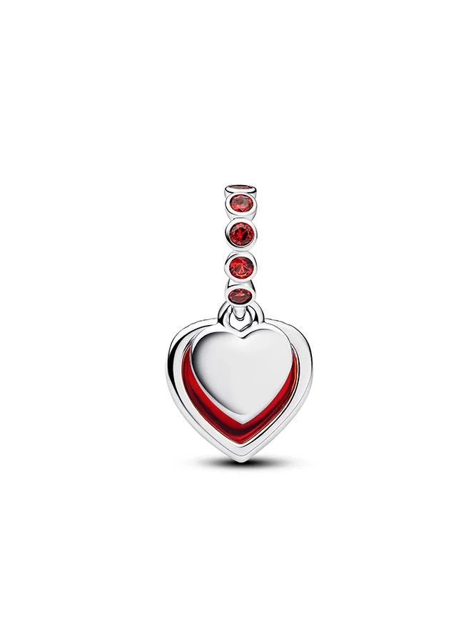 PANDORA Red Murano Glass Heart Double Dangle Charm
