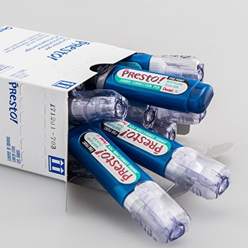 Pentel قلم تصحيح بنتل بريستو! جومبو، نقطة دقيقة، طرف معدني، علبة من 12 (ZL31-W) - Image 2