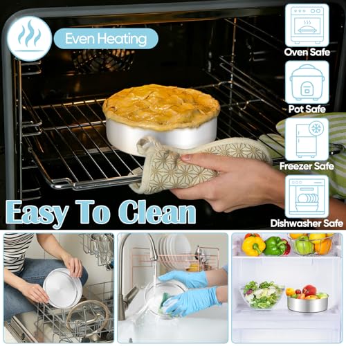 TeamFar 6 Inch Cake Pan, 4 Pcs Round Tier Cake Pans Set Stainless Steel for Baking Steaming Serving, Fit in Oven Pot Air Fryer, Healthy & Heavy Duty, Mirror Finish & Dishwasher Safe - Image 5