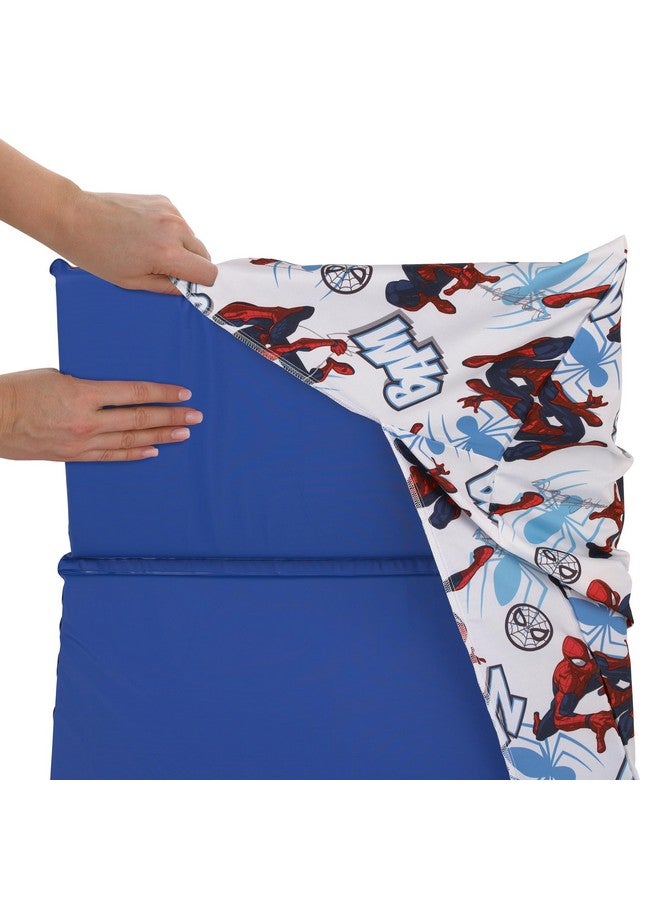 NoJo Marvel Spiderman to The Rescue Red, White, and Blue Preschool Nap Pad Sheet - Image 3
