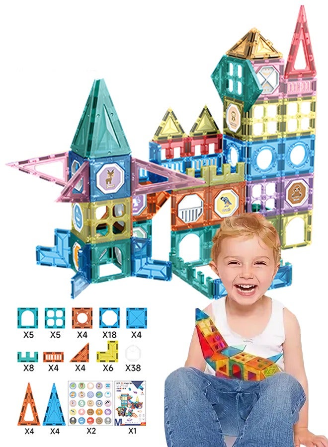 Beauenty 108pcs Magnetic Building Blocks Set, Multi-Shaped Magnetic Building Tiles, Ideal for Creative Fun and Cooperative Play - Image 1