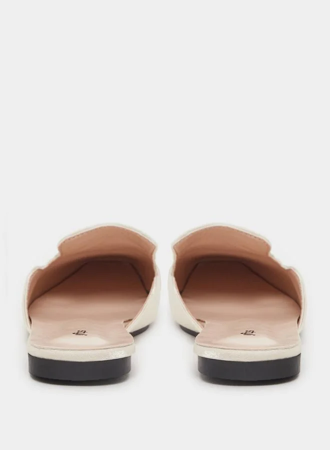 Styli Styli Embroidered Square Toe Flat Mules