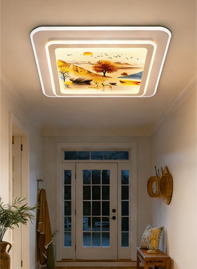 Ceiling Lighting-Luxury Sunset View LED Ceiling Light - Square Art Decorative Light, providing warm and soft lighting. Includes light source, easy to install, ideal for living rooms, bedrooms, hallways, studies, kitchens, and bathrooms. - Image 1