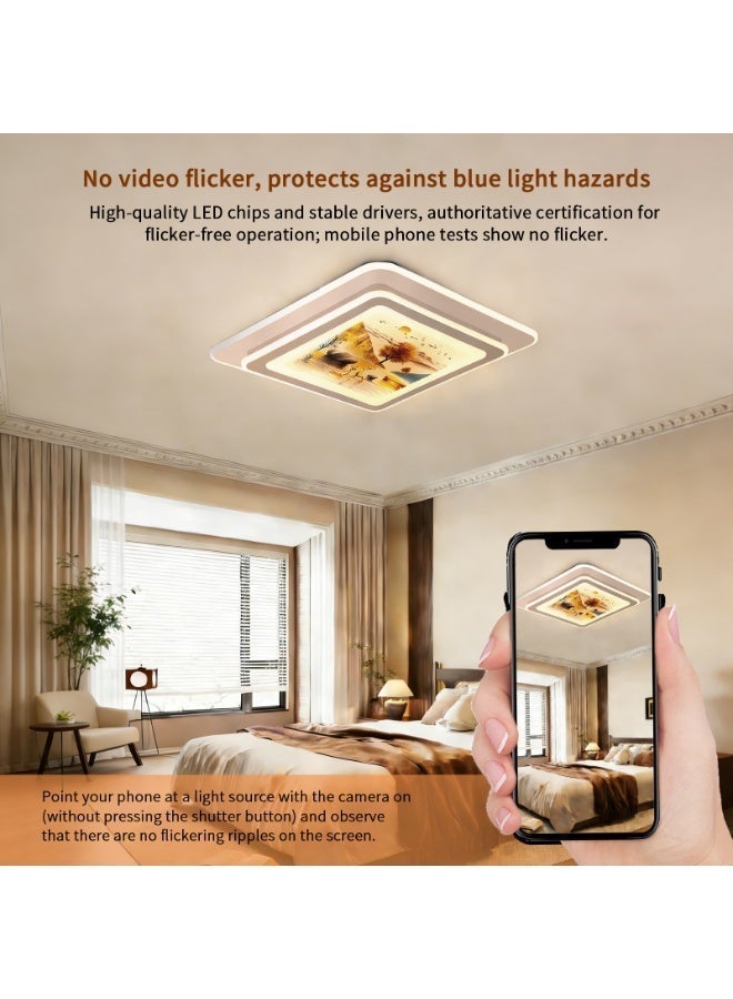 Ceiling Lighting-Luxury Sunset View LED Ceiling Light - Square Art Decorative Light, providing warm and soft lighting. Includes light source, easy to install, ideal for living rooms, bedrooms, hallways, studies, kitchens, and bathrooms. - Image 4