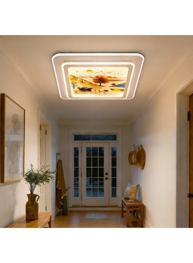 Ceiling Lighting-Luxury Sunset View LED Ceiling Light - Square Art Decorative Light, providing warm and soft lighting. Includes light source, easy to install, ideal for living rooms, bedrooms, hallways, studies, kitchens, and bathrooms. - Image 5