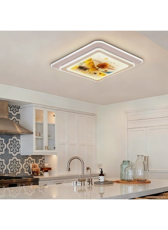Ceiling Lighting-Luxury Sunset View LED Ceiling Light - Square Art Decorative Light, providing warm and soft lighting. Includes light source, easy to install, ideal for living rooms, bedrooms, hallways, studies, kitchens, and bathrooms. - Image 3