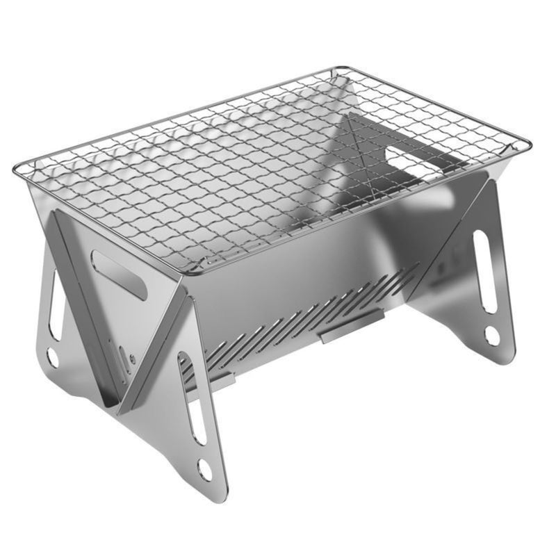 WINB Portable Folding BBQ Grill for 1-2 People - Mini Charcoal Grill for Camping, Compact Stainless Steel Fire Pit with Carry Bag, Outdoor Grill for Backyard, Hiking & Picnic (8.2X5.5 IN) - Image 1