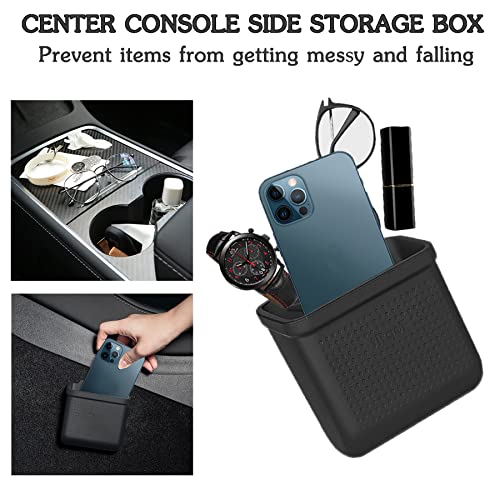EVFITUS for Tesla Model 3 Model Y Accessories Center Console Organizer Tray Storage Box Cell Phone Pocket Silicone Hook Bag Sunglasses Holder Coin Case for Flocking - Image 2