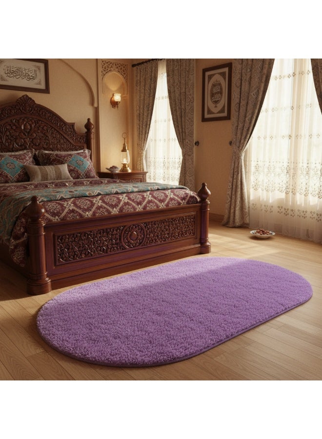 Bluejw 70*160cm Bedroom Bedside Living Room Simple Thickened Carpet Fluffy Rugs for Bedroom, Shag Cute Area Rug for Girls/Boys and Kids Baby Room Home Decor Oval Indoor Carpet for Nursery Dorm Living Room, Purple - Image 2