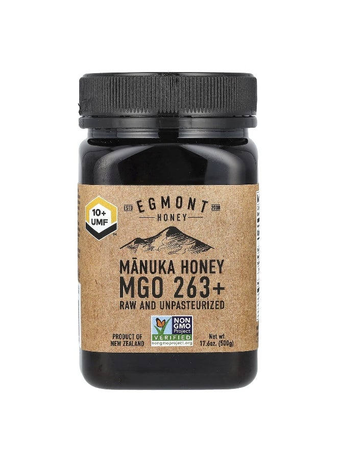 EGMONT HONEY Egmont Honey, Manuka Honey, Raw And Unpasteurized, UMF 10+, MGO 263+, 17.6 oz (500 g)  - Image 1