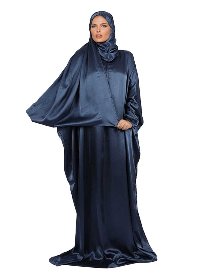 زمرد ثوب صلاة حرير ستان  ساده عملي مع غطاء الرأس من زمرد فاشون  - Image 1