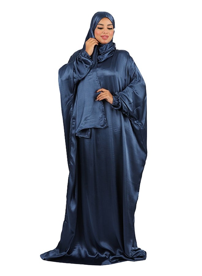 زمرد ثوب صلاة حرير ستان  ساده عملي مع غطاء الرأس من زمرد فاشون  - Image 3