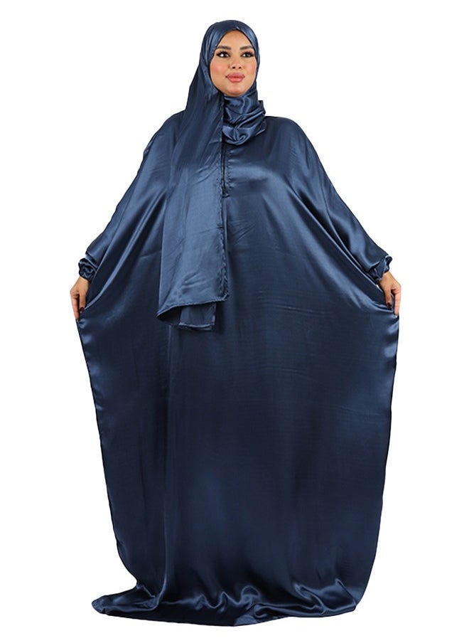 زمرد ثوب صلاة حرير ستان  ساده عملي مع غطاء الرأس من زمرد فاشون  - Image 2