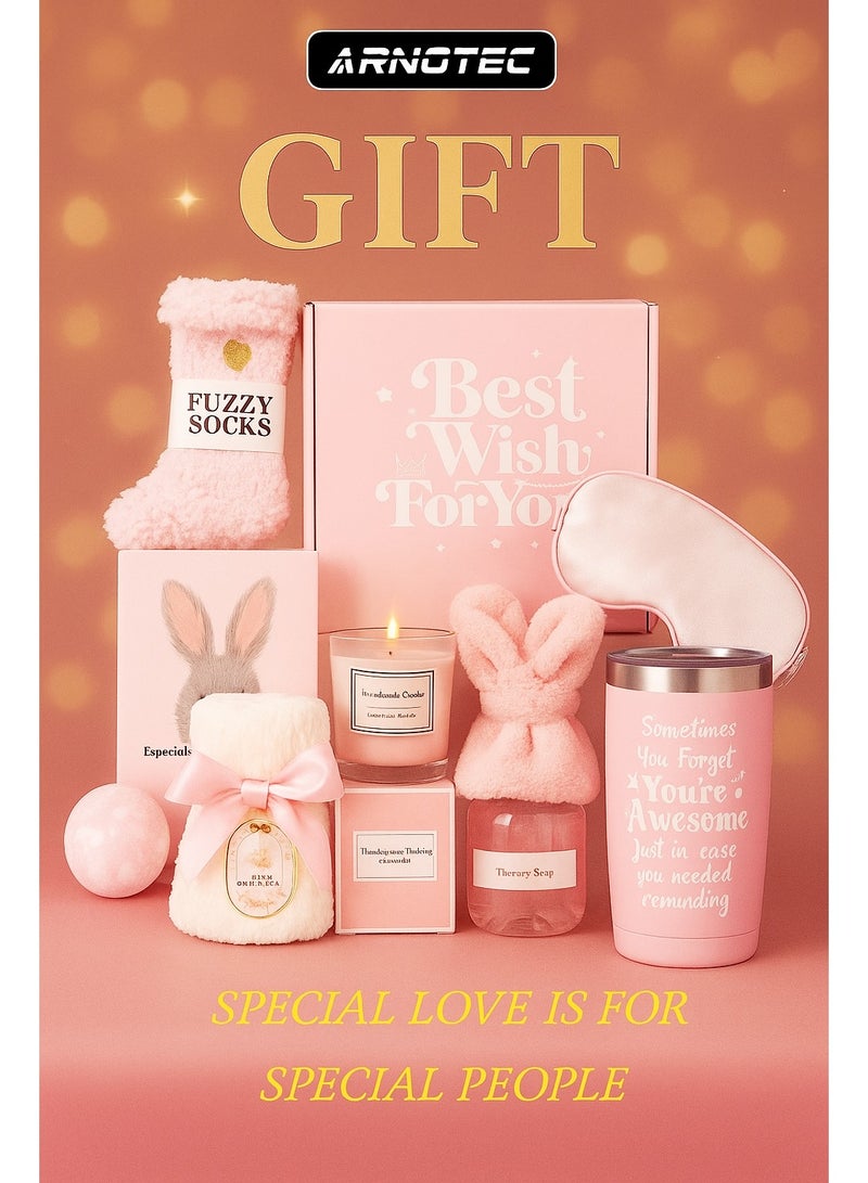 ARNOTEC Women’s Birthday & Holiday Gift Box Set – 11-Piece Surprise Spa Gift Set with Aromatherapy Candles, Plush Socks, Bath Bubble Balls, Soap & Thermos Cup, Perfect for Christmas, Valentine’s Day, Mother’s Day, Thanksgiving & Anniversary, Gifts for Besties, Moms, Girlfriends & Sisters - Image 1