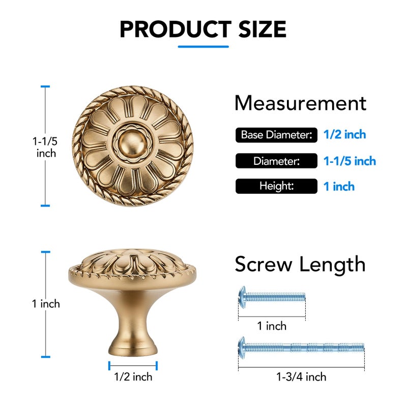 HOME EDIT 10 Pack 1-1/5 Inch Kitchen Cabinet Knobs Rustic Champagne Bronze Drawer Handles for Cabinets, Dressers, Cupboards, Bathrooms, and Bedrooms - Image 2