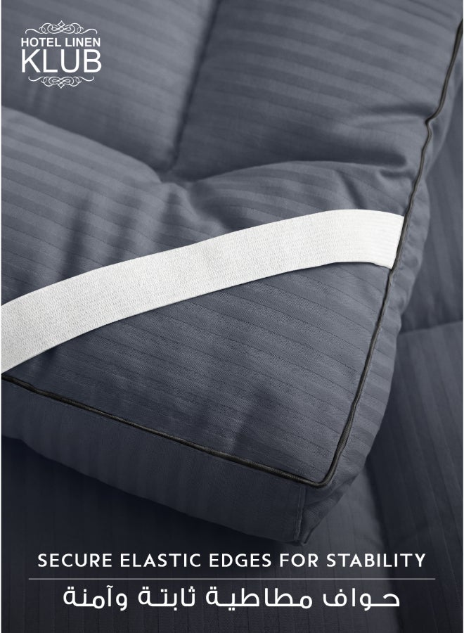 Hotel Linen Klub هوتل لينن كلوب مرتبة توبير 85GSM ميكروفايبر مخطط قماش فائق النعومة 500GSM ناعم متين وألياف سميكة للغاية وأشرطة عالية المرونة - Image 2
